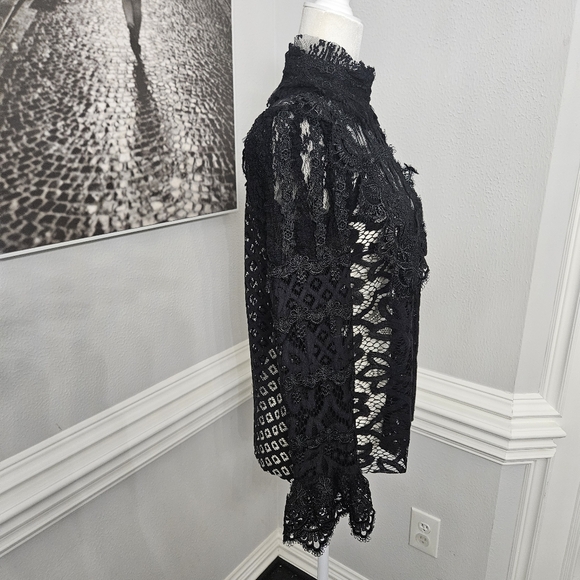 Anna Sui guipure lace blouse NWOT black size 4 - Picture 7 of 11